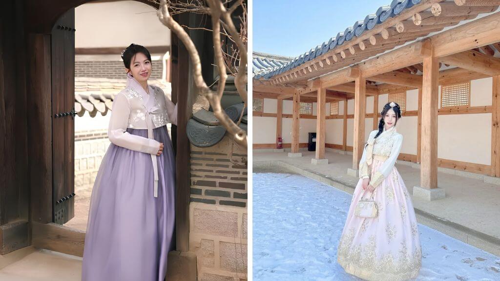 Du khách khoác lên mình những bộ Hanbok với màu sắc trang nhã