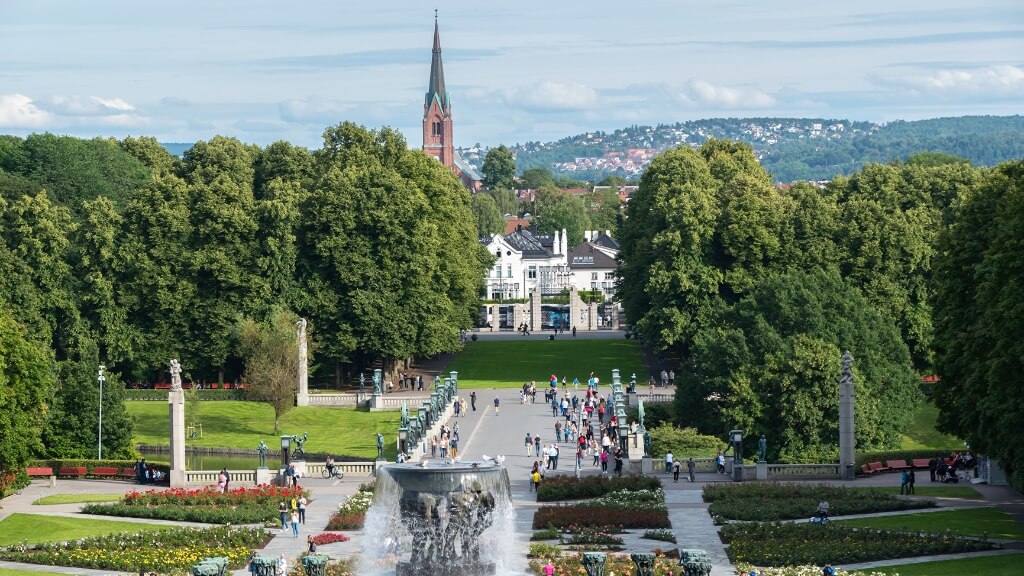 Cảnh quan Công viên Frogner ở Oslo