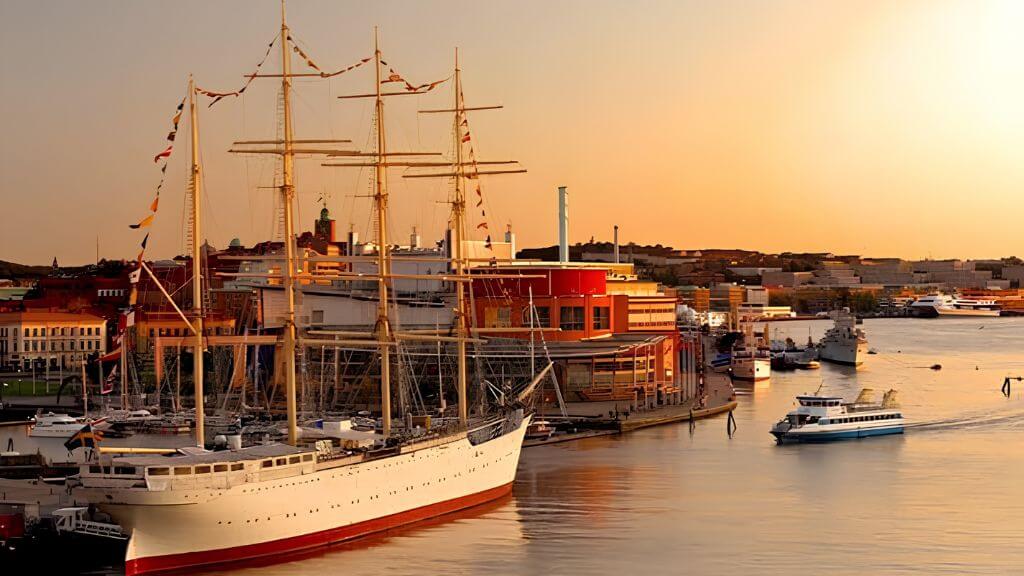 Quang cảnh Cảng Gothenburg lúc hoàng hôn