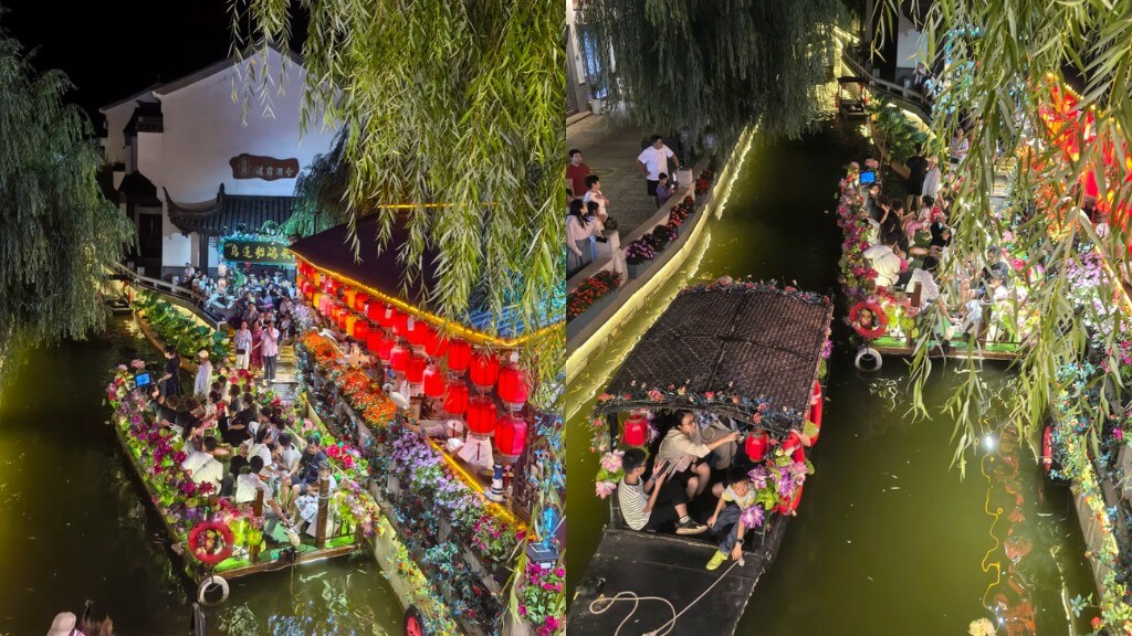 Làng Thủy Hương Hồng Hà lung linh về đêm