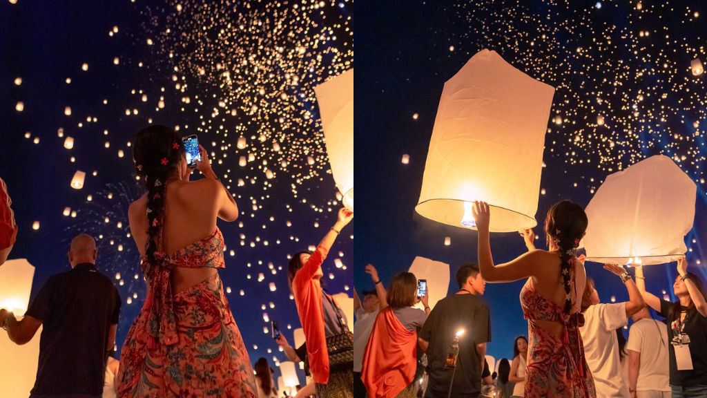Thả đèn trời ước nguyện, cầu bình an trong Lễ hội thả đèn trời ở Chiang Mai (@yen pic)