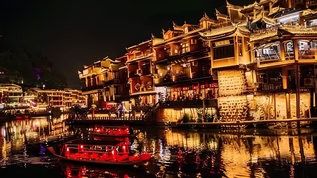 Phượng Hoàng Cổ Trấn lung linh về đêm