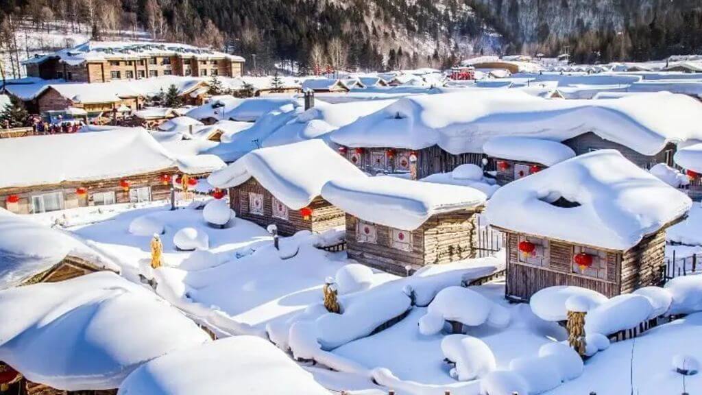 Bức tranh mùa đông tại làng tuyết Nhị Lang Hà