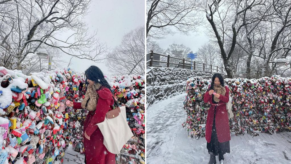 Check in trên tháp Namsan mùa tuyết (Nguồn  @dethaleony)