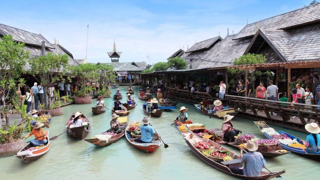 Tham quan chợ nổi Bốn Miền   Nơi tái hiện khung cảnh chợ sông truyền thống Thái Lan