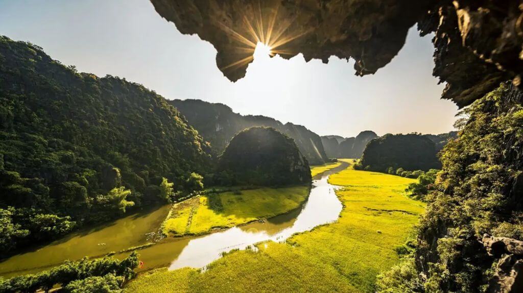 Khung cảnh Ninh Bình mùa lúa chín