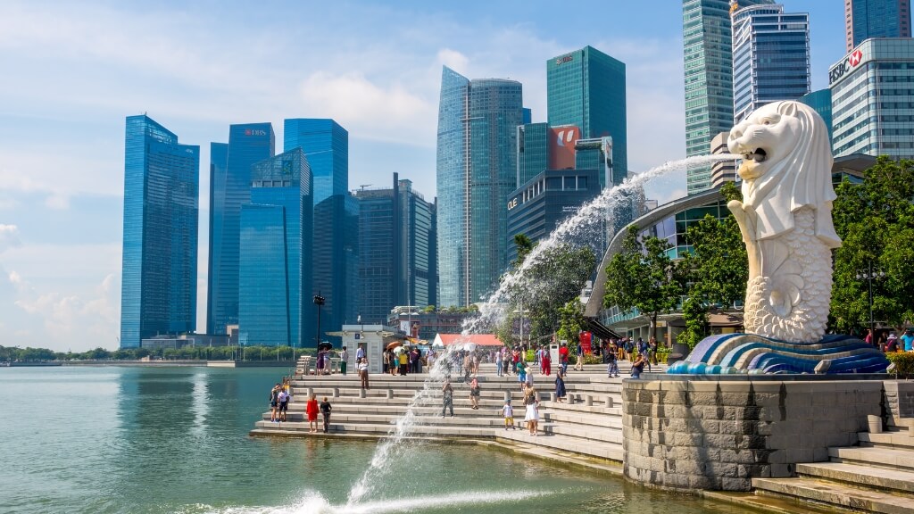 Merlion Park biểu tượng của quốc đảo sư tử Singapore