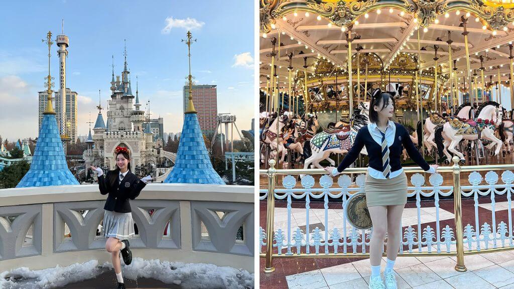Hành khách check-in bên ngoài Lotte World