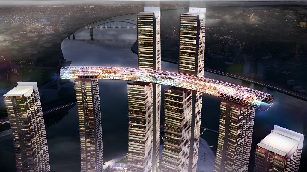 Raffles City Trùng Khánh là tổ hợp trung tâm thương mại hiện đại ven sông, nổi bật với kiến trúc độc đáo và khu mua sắm – giải trí sầm uất bậc nhất Trùng Khán
